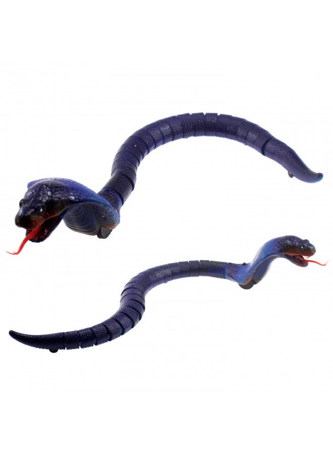 Tipmant Tipmant RC Snake Infrared Remote Control Cobra Fake Realistic Naja Animal Crawling Vehicle Scary Trick Kids Halloween Christmas Prank Toys Birthday Gifts (Blue) - Image 2