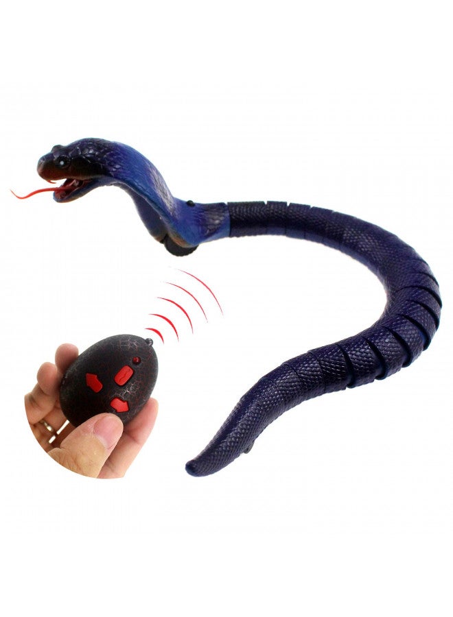 Tipmant Tipmant RC Snake Infrared Remote Control Cobra Fake Realistic Naja Animal Crawling Vehicle Scary Trick Kids Halloween Christmas Prank Toys Birthday Gifts (Blue) - Image 1