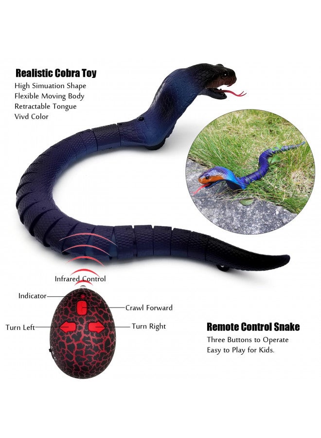 Tipmant Tipmant RC Snake Infrared Remote Control Cobra Fake Realistic Naja Animal Crawling Vehicle Scary Trick Kids Halloween Christmas Prank Toys Birthday Gifts (Blue) - Image 5