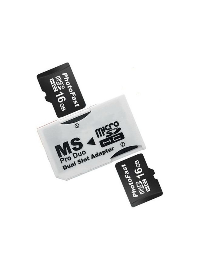 BURAQ CR-5400 Dual Slot Micro SDHC(TF) to MS PRO Duo Adapter, Total Supported Capacity: 64GB  - Image 1