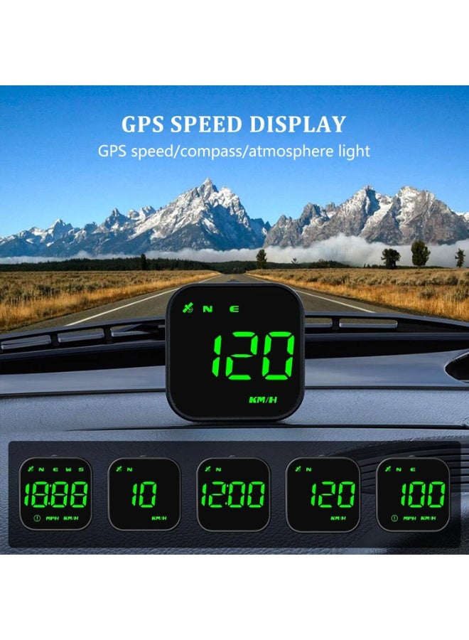 G4S مقياس سرعة GPS الرقمي ، شاشة رأس سيارة HUD الجديدة مع سرعة رقمية في MPH KPH ، عالمية للسيارات شاحنة السيارات الهجينة الكهربائية (G4S-Green) - Image 2