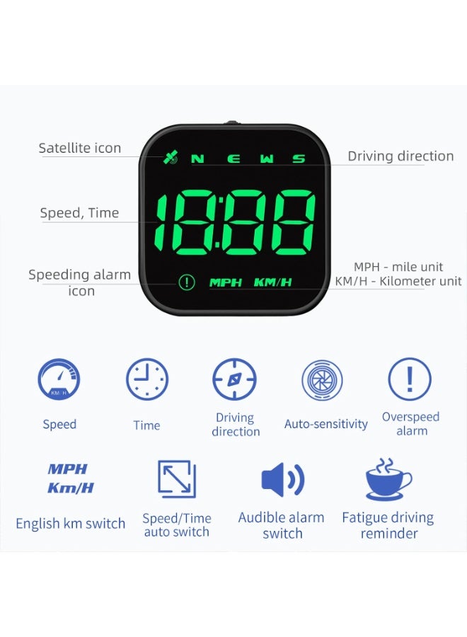 G4S مقياس سرعة GPS الرقمي ، شاشة رأس سيارة HUD الجديدة مع سرعة رقمية في MPH KPH ، عالمية للسيارات شاحنة السيارات الهجينة الكهربائية (G4S-Green) - Image 3
