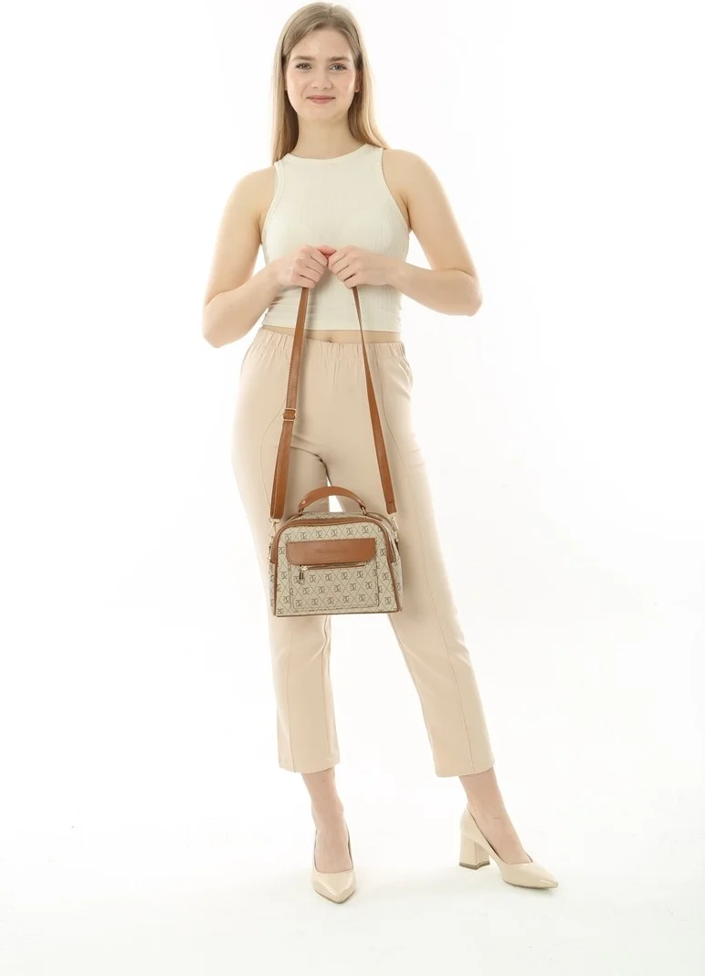 Baghashtag Cream Business Style 3 Pocket Lined Leather Bag