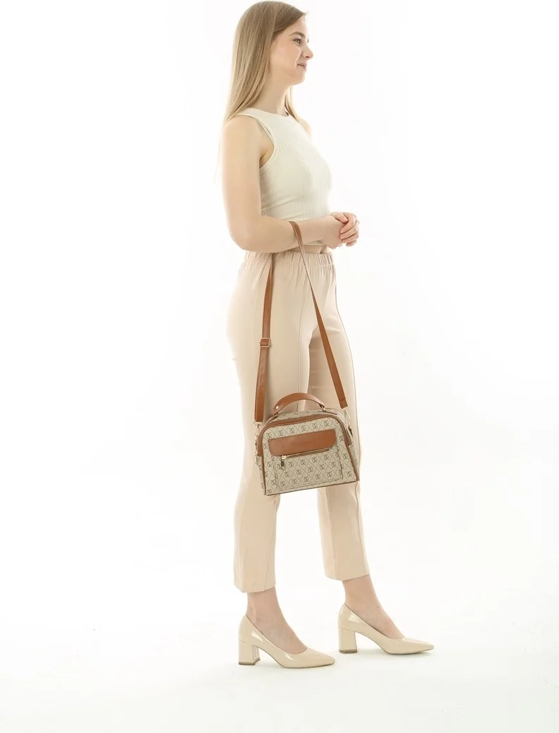 Baghashtag Cream Business Style 3 Pocket Lined Leather Bag