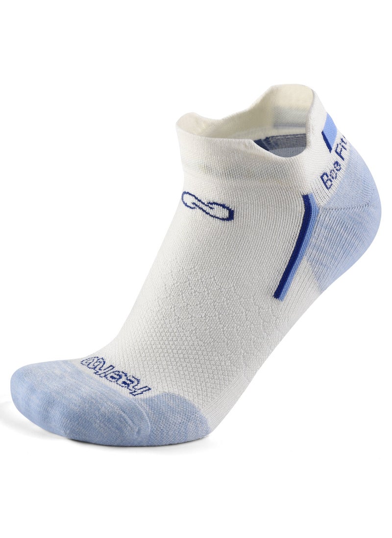 HeeHoo Unisex Bamboo Ankle Socks - White with Elegant Sky Blue Heel - Small/Medium (S/M)  - Image 1