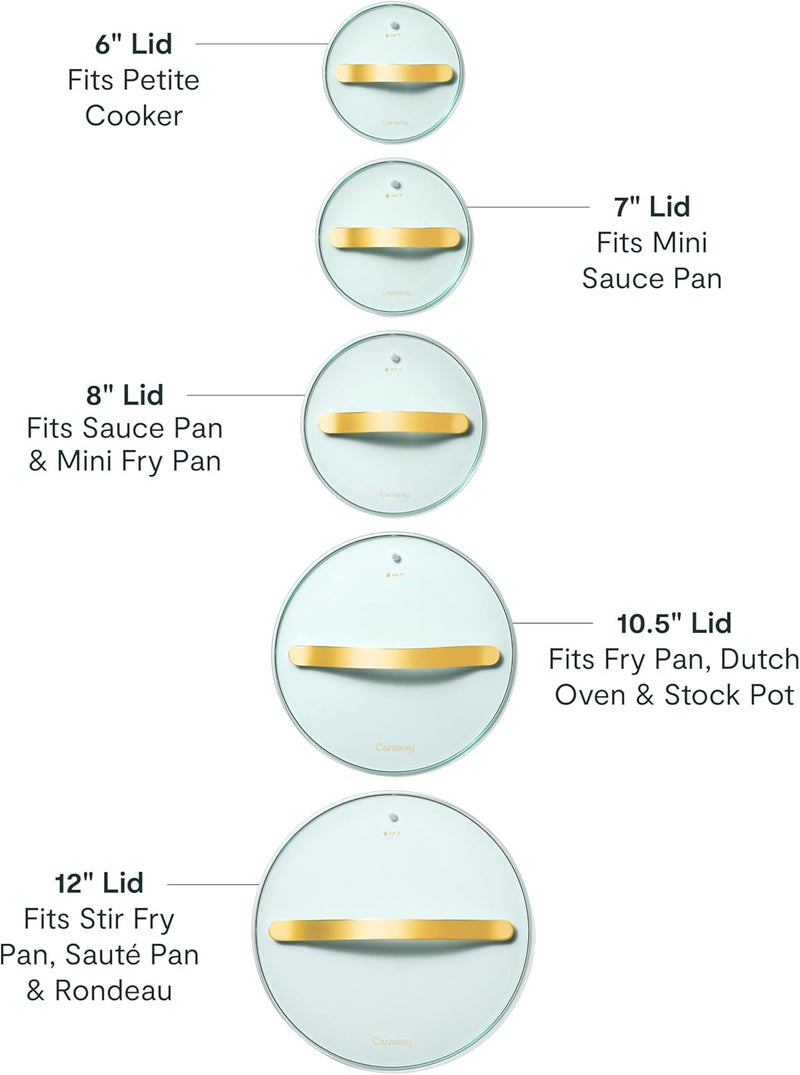 CARAWAY Glass 10.5" Glass Lid For Pots & Pans - Made With Tempered Glass - Sized to Fit Caraway Ceramic-Coated & Stainless Steel Cookware - Gold - Image 3