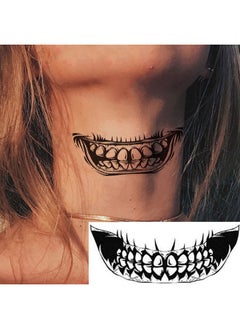 HOXIEYA Halloween Temporary Tattoos Mouth Dark Black Face Mouth Teeth Stickers Terror Waterproof Ornaments for Adults kids 10pcs Halloween Tattoos Stickers Decal Party Decoration Supplies  - Image 5