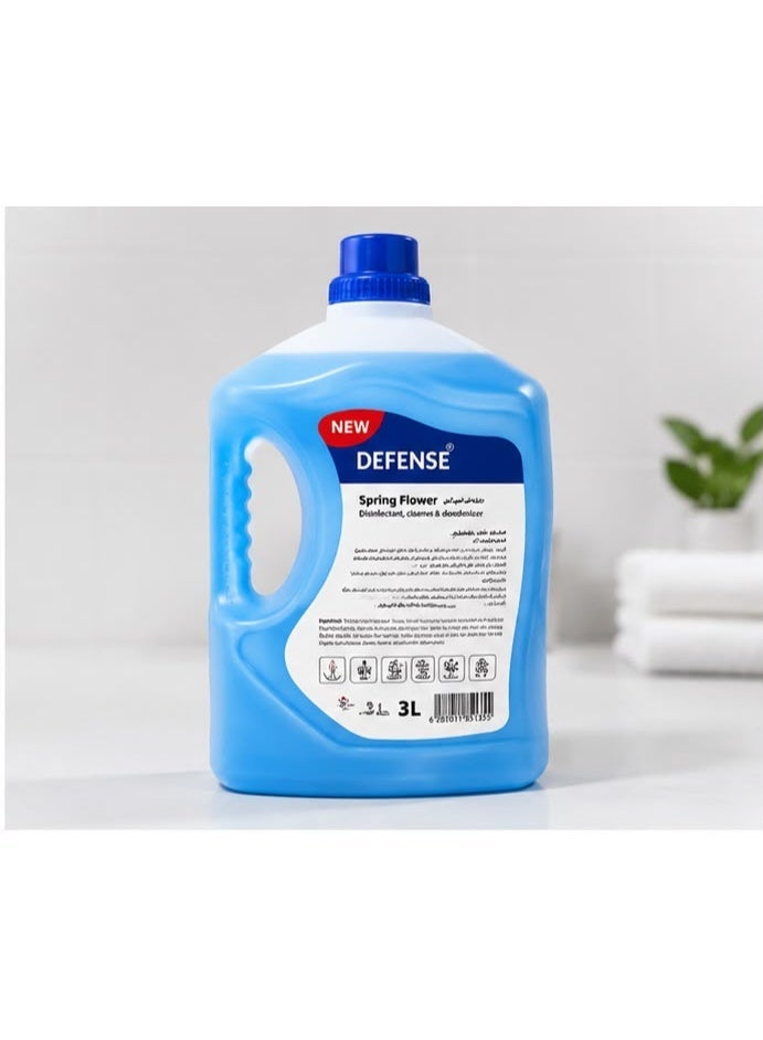 Defense Disinfectant Cleaner and Deodorizer Liquid Spring Flower Scent Multi Purpose Antibacterial Cleanser Value Pack 3L - Image 3