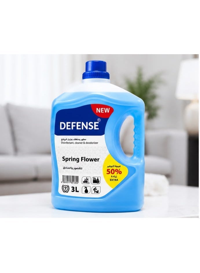Defense Disinfectant Cleaner and Deodorizer Liquid Spring Flower Scent Multi Purpose Antibacterial Cleanser Value Pack 3L - Image 2