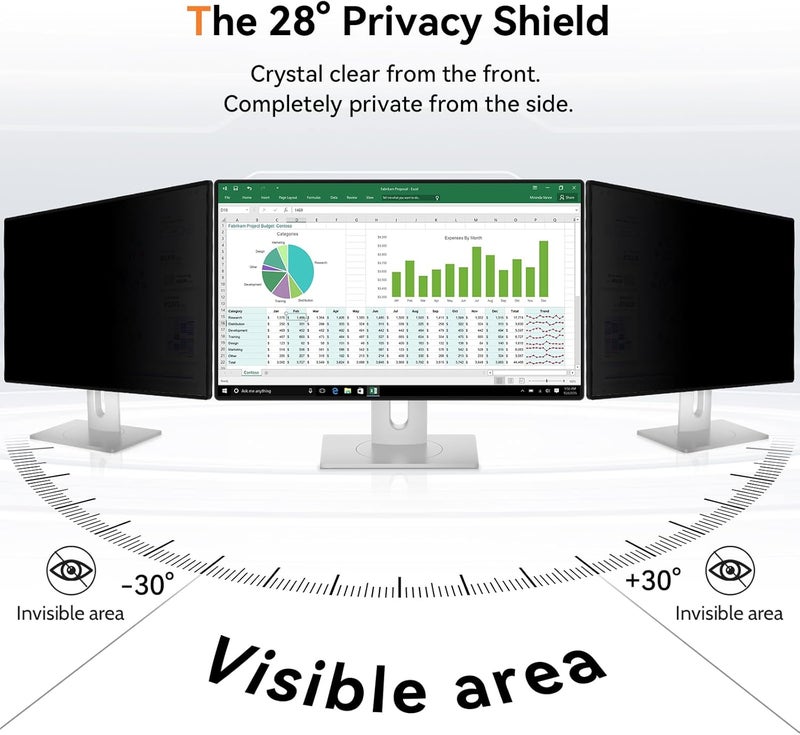Mamol [2 Pack] 24 Inch Computer Privacy Screen for 16:9 Aspect Ratio Widescreen Monitor, Eye Protection Anti Glare Blue Light Computer Monitor Privacy Filter, Removable Anti-Scratch 24in Protector Film - Image 3