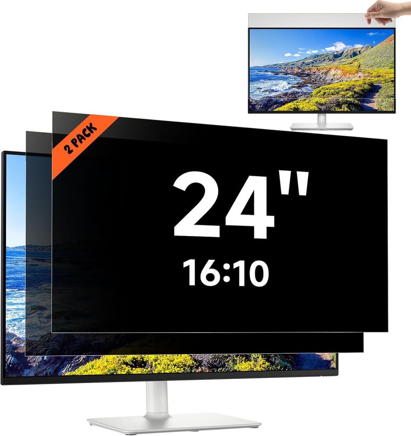 Mamol [2 Pack] 24 Inch Computer Privacy Screen for 16:9 Aspect Ratio Widescreen Monitor, Eye Protection Anti Glare Blue Light Computer Monitor Privacy Filter, Removable Anti-Scratch 24in Protector Film - Image 1