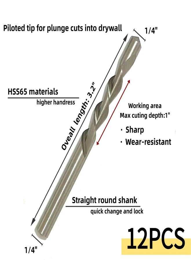JFOGO 12 Pieces 1/4 Inch Drywall Cutting Tools Guide Point Cutting Bits,HSS65(M2) Materials Drill Bits, Cutting Drywall, Used for with Spiral Saw and Power Tools - Image 3