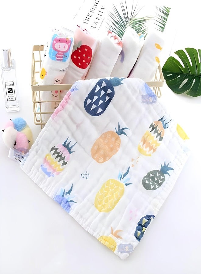 Koochie-Koo Set of 5 Muslin Cloths | 500 GSM | 50x25 Big Size | 6 Layered | New Born Baby Essentials, Swaddle for New Born | Baby Towels Newborn, Soft & Absorbent - Image 4