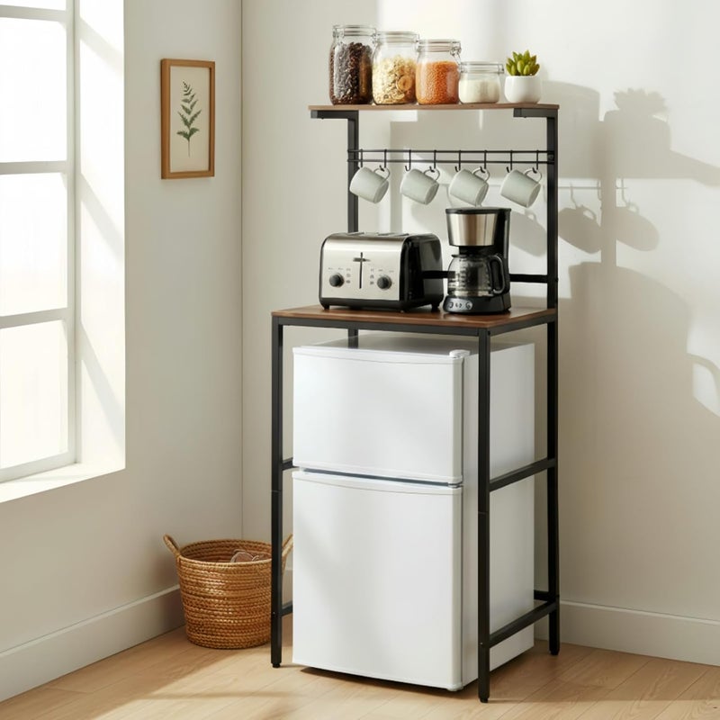 Colingmill 2-Tier Mini Fridge Cabinet with Storage Mini Fridge and Microwave Stand Shelf, Kitchen Microwave Stand Baker Rack, Utility Storage Shelf for Home Dorm Kitchen Saving, Rustic Brown - Image 1