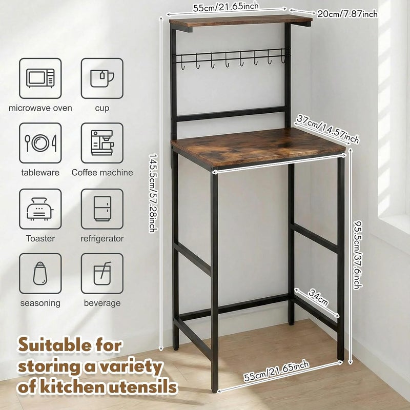 Colingmill 2-Tier Mini Fridge Cabinet with Storage Mini Fridge and Microwave Stand Shelf, Kitchen Microwave Stand Baker Rack, Utility Storage Shelf for Home Dorm Kitchen Saving, Rustic Brown - Image 2