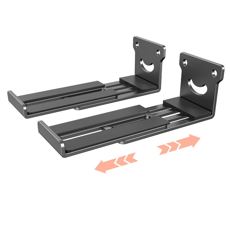 BYMECOST Universal Soundbar Wall Mount Bracket, Metal Soundbar Shelf Compatible with Depth from 3.3"-6.1", Soundbar Mount Under TV or Above TV, Holds up to 40 lbs, with Anti-Vibration Pads(Black) - Image 1