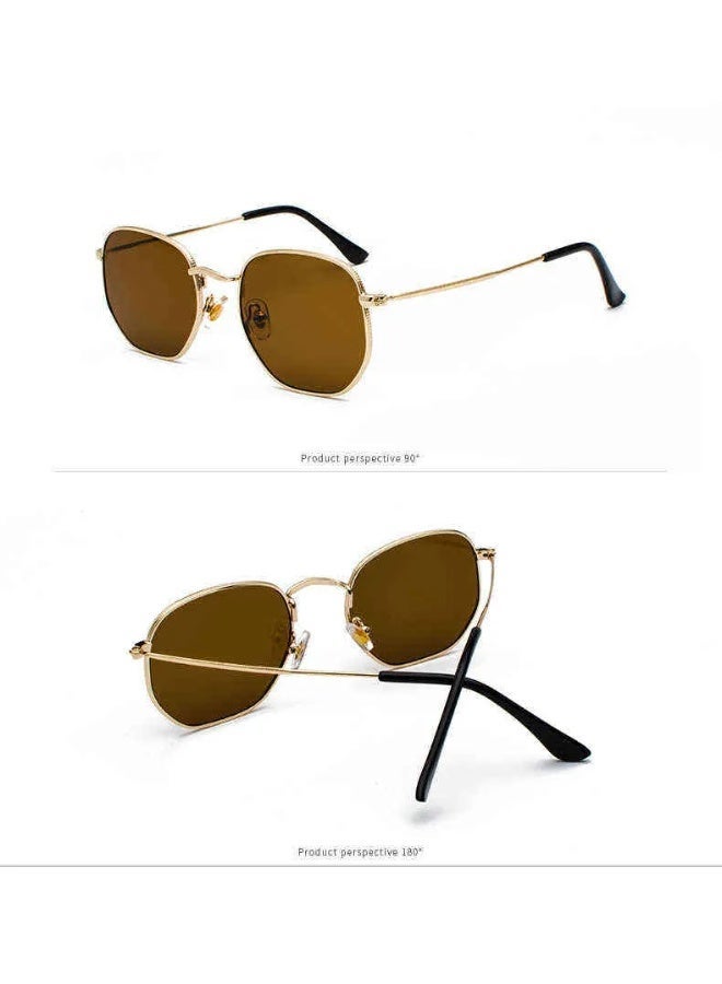 POLITE Hexagonal 3548 Men Women Sunglasses Brown - Image 2