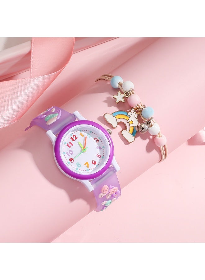 Mark Fairwhale Purple Silicone Watch+Rainbow Bead Unicorn Bracelet Set - Image 4