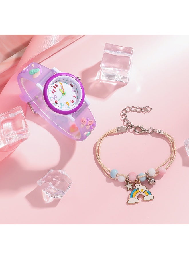 Mark Fairwhale Purple Silicone Watch+Rainbow Bead Unicorn Bracelet Set - Image 5