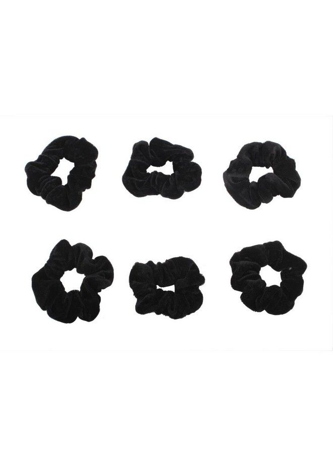 ACCESSHER Velvet Black Elastics Hair Ties Scrunchy Bands For Women And Girls Pack Of 6 - Image 2