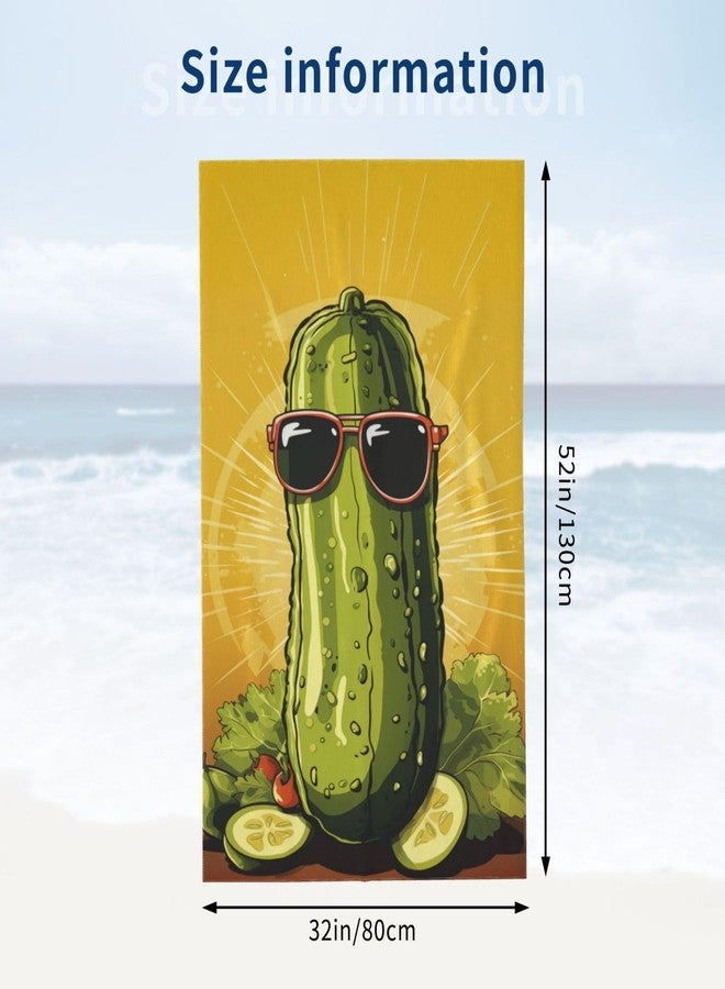 MIEPOS Fun Pickle Beach Towel,32x52in,Quick-Dry Sand-Free Pickle Bath Towels,Microfiber Lightweight for Travel Pool Yoga Beach Outdoor Activities Decor Accessories Gifts (Green Pickle Dill) - Image 3