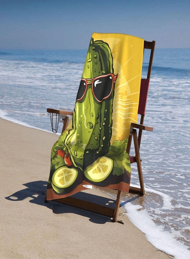 MIEPOS Fun Pickle Beach Towel,32x52in,Quick-Dry Sand-Free Pickle Bath Towels,Microfiber Lightweight for Travel Pool Yoga Beach Outdoor Activities Decor Accessories Gifts (Green Pickle Dill) - Image 4