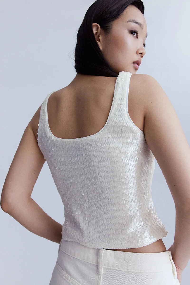 اتش اند ام Bow-Detail Sequined Top