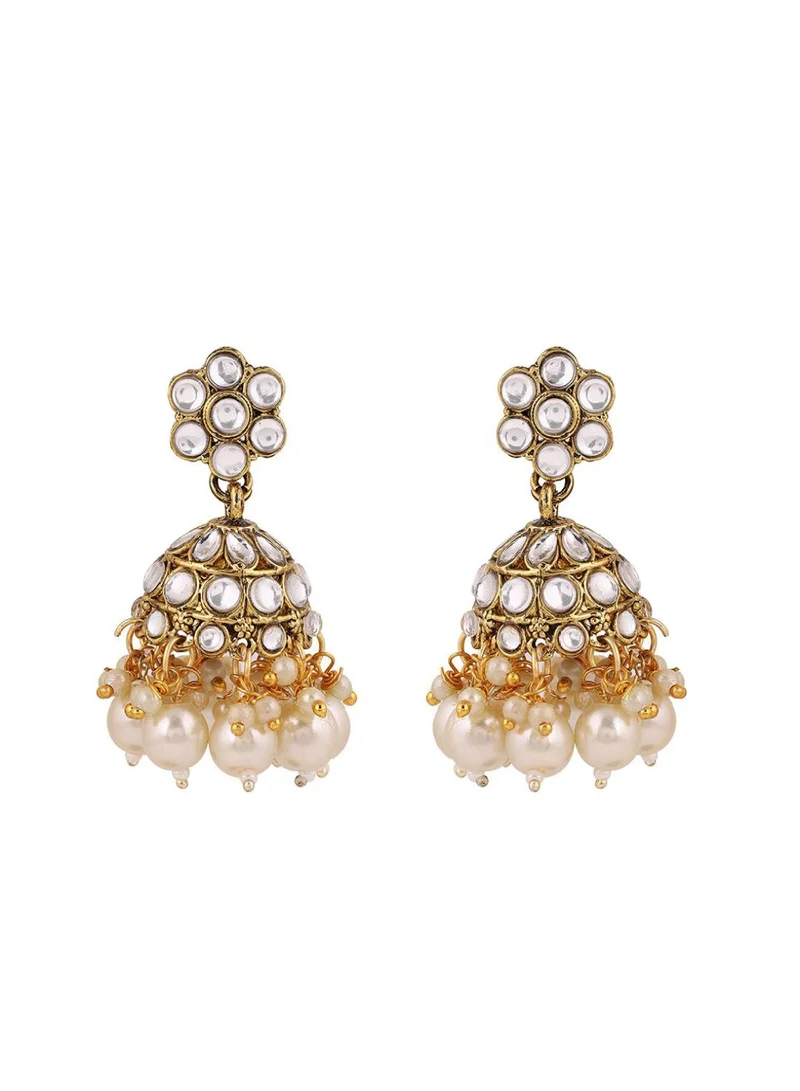 Priyaasi Kundan Stones-Studded  Pearls Beaded Jewellery Set