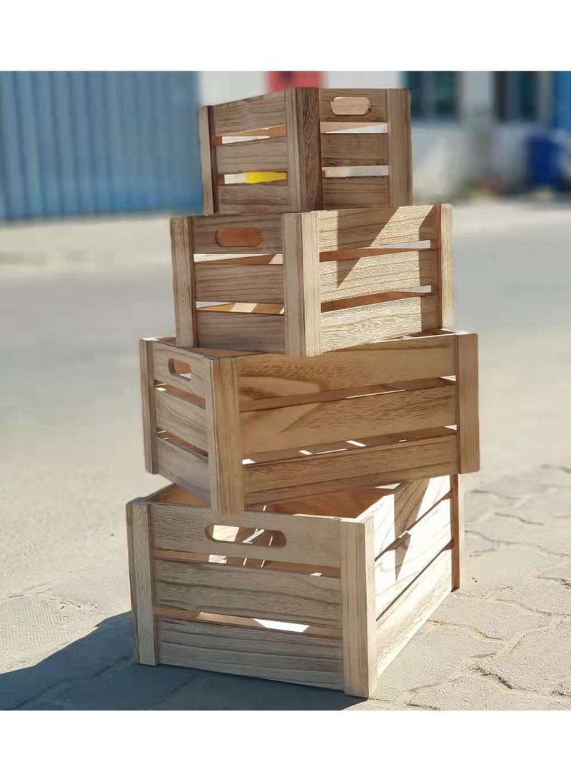 LINGWEI Storage Box New Solid Wood Extra Large Wooden Crate Hollow Hollow Thick Wrap Angle Fruit Decorative Box - Image 1