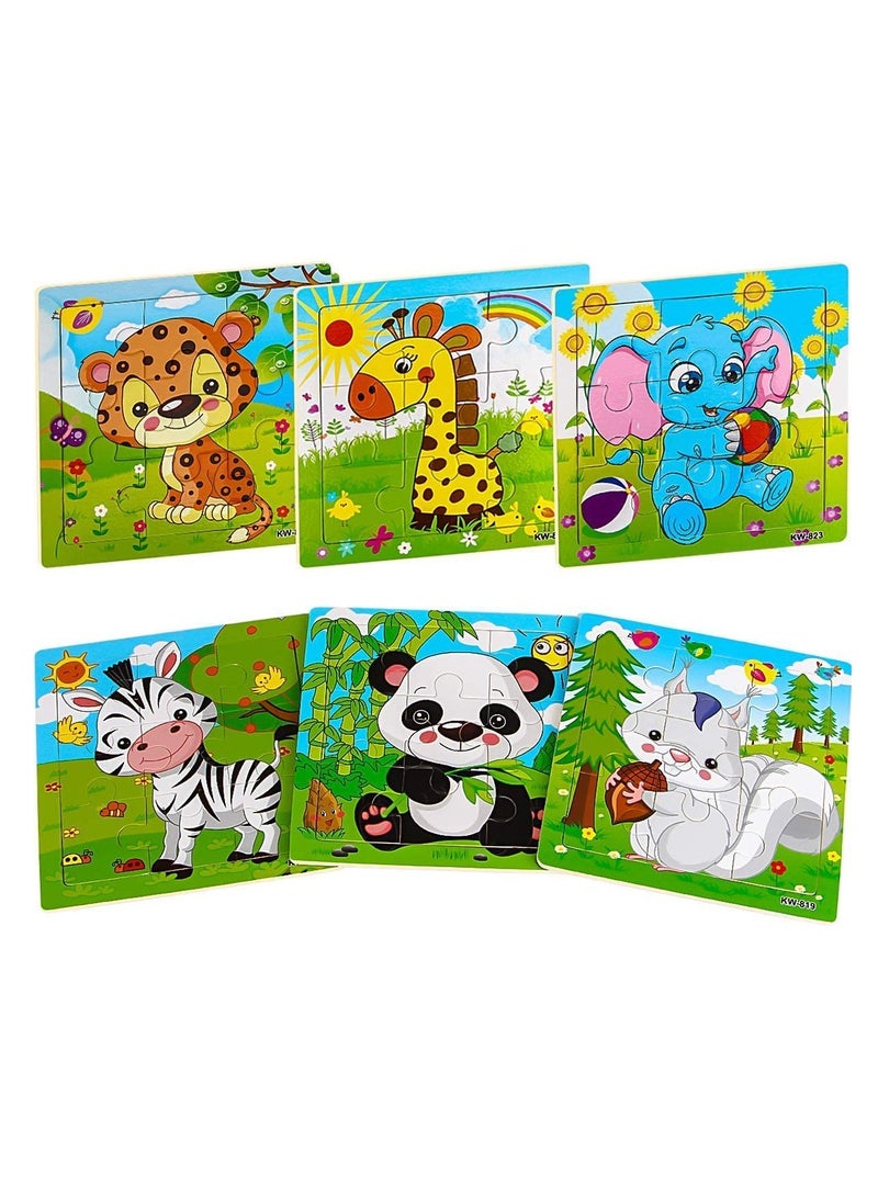 SUNSAR 6 Set Puzzles for Kids Ages 4-8, Wooden Jigsaw Puzzles 54 Pieces Preschool Toddler Puzzles Set for Boys and Girls - Image 1