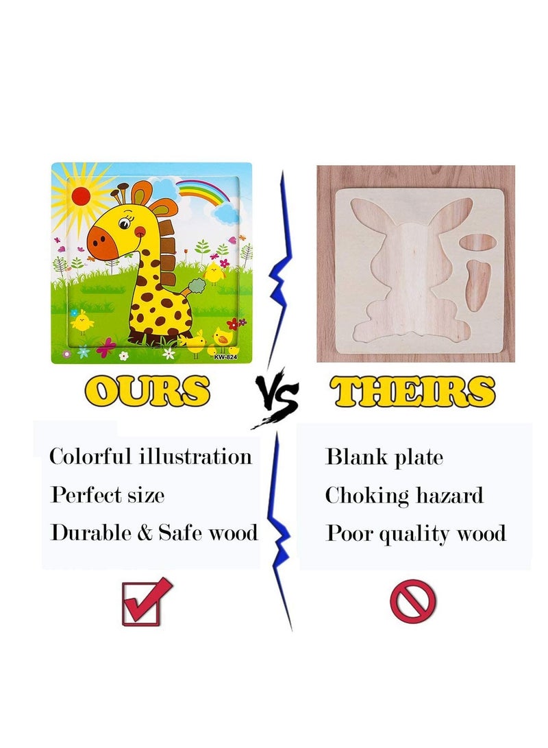 SUNSAR 6 Set Puzzles for Kids Ages 4-8, Wooden Jigsaw Puzzles 54 Pieces Preschool Toddler Puzzles Set for Boys and Girls - Image 2