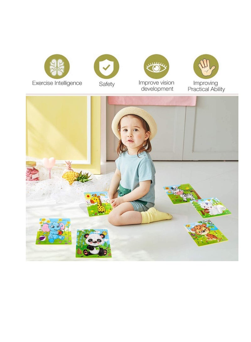 SUNSAR 6 Set Puzzles for Kids Ages 4-8, Wooden Jigsaw Puzzles 54 Pieces Preschool Toddler Puzzles Set for Boys and Girls - Image 3