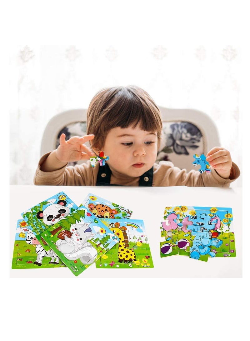SUNSAR 6 Set Puzzles for Kids Ages 4-8, Wooden Jigsaw Puzzles 54 Pieces Preschool Toddler Puzzles Set for Boys and Girls - Image 4