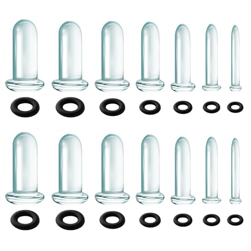 TRESSON 14PCS 14G2G Glass Ear Stretching Kit Plugs for Ears Gauges with ORings Single Flare Glass Gauge Stretching Kit Ear Expander Body Piercing Jewelry for Women Men - Image 1