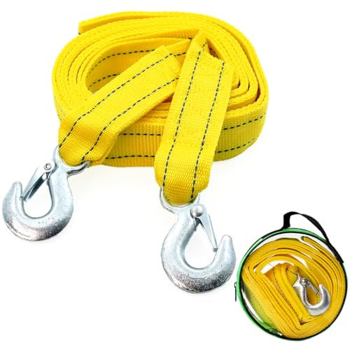 STHIRA® 13ft 5-Tons Car Towing Rope Heavy Duty with Quick Release Snap Towing Hook, Max 10, 000-Pound Capacity Towing Strap, Durable Polyester Towing Belt for Car, SUV, Truck, Trailer - Image 1