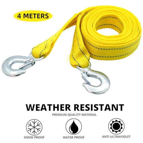 STHIRA® 13ft 5-Tons Car Towing Rope Heavy Duty with Quick Release Snap Towing Hook, Max 10, 000-Pound Capacity Towing Strap, Durable Polyester Towing Belt for Car, SUV, Truck, Trailer - Image 3