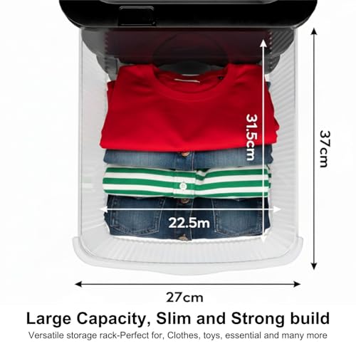 Aliensware 2Layer Plastic Storage Drawer Organizer with Wheels, Modular Cabinet for Home, Office, School, Hospital, Parlor, Morden Kitchen,Clothes, Toys Organiser for Kids Room-Aliens-Clear Black - Image 3