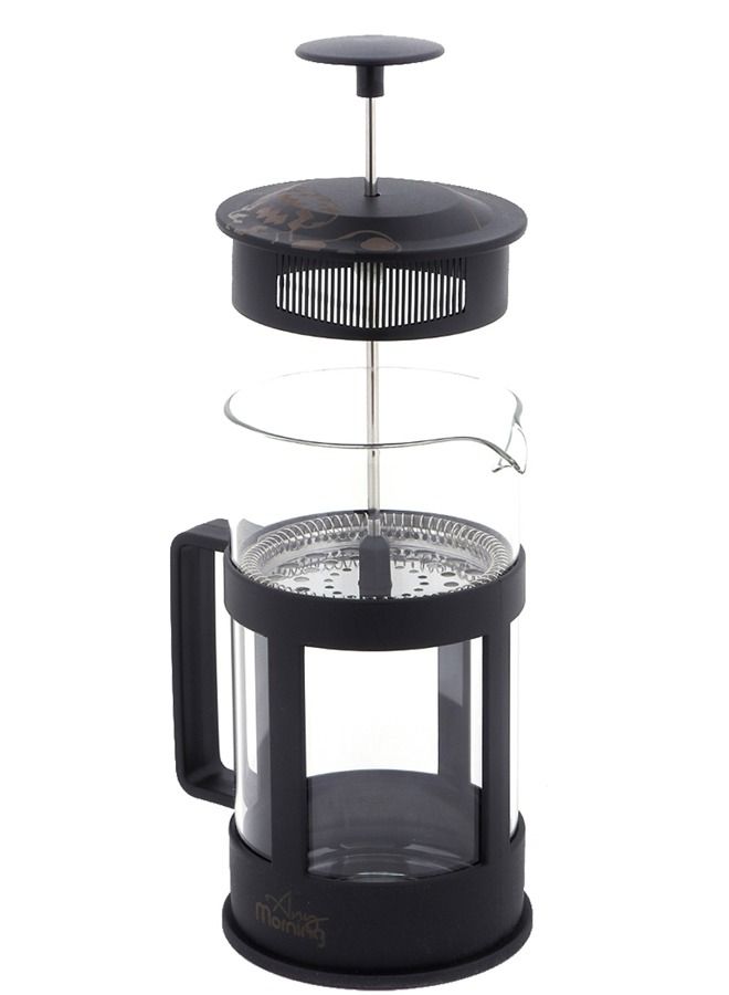 آني مورننغ صانعة القهوة والشاي الفرنسية، سعة 800 مل / 27 أونصة / 3 أكواب، زجاج بوروسيليكات، فلتر ستانلس ستيل، متينة ومقاومة للحرارة، باللون الأسود – FY04 - Image 2