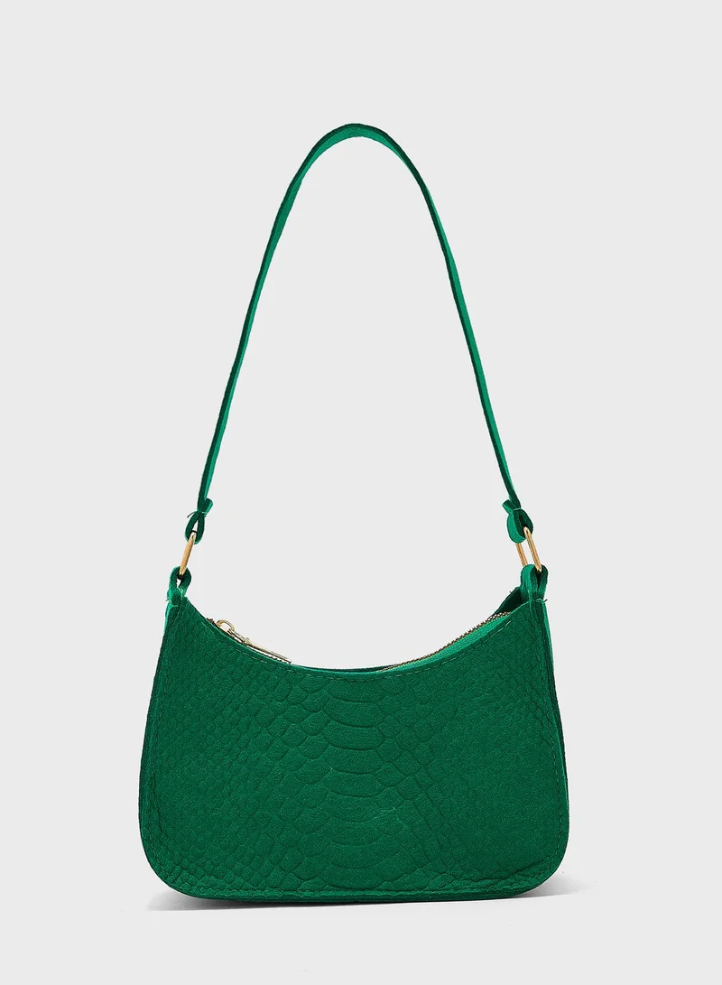 Ginger Croc Effect Shoulder Bag