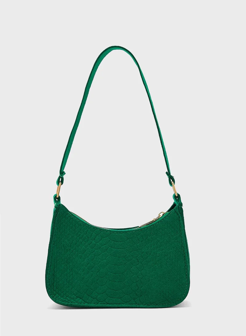 Ginger Croc Effect Shoulder Bag