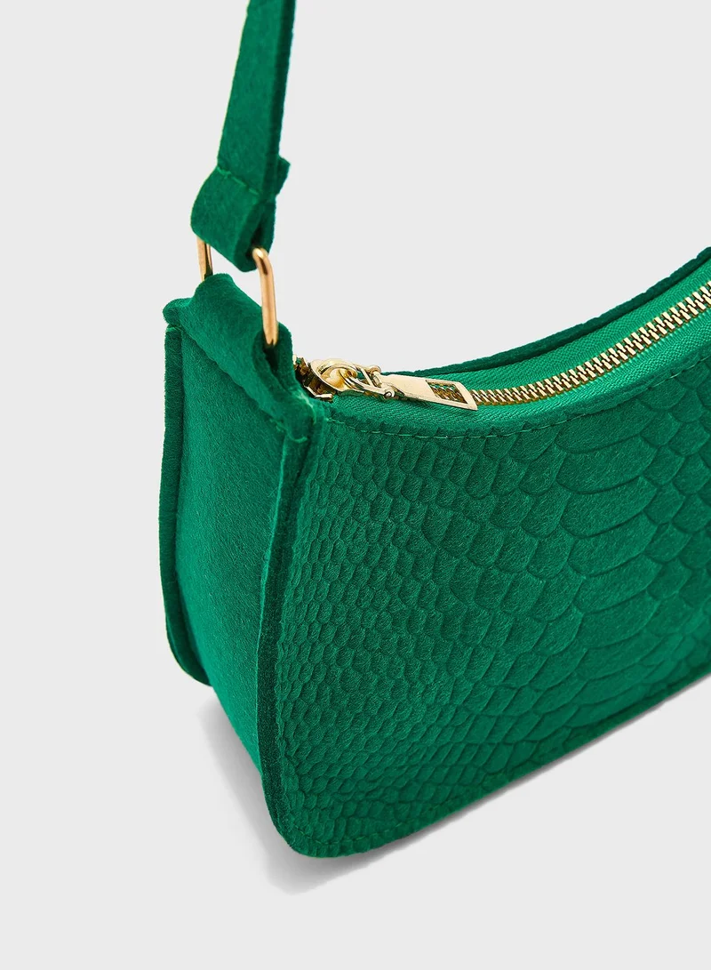Ginger Croc Effect Shoulder Bag