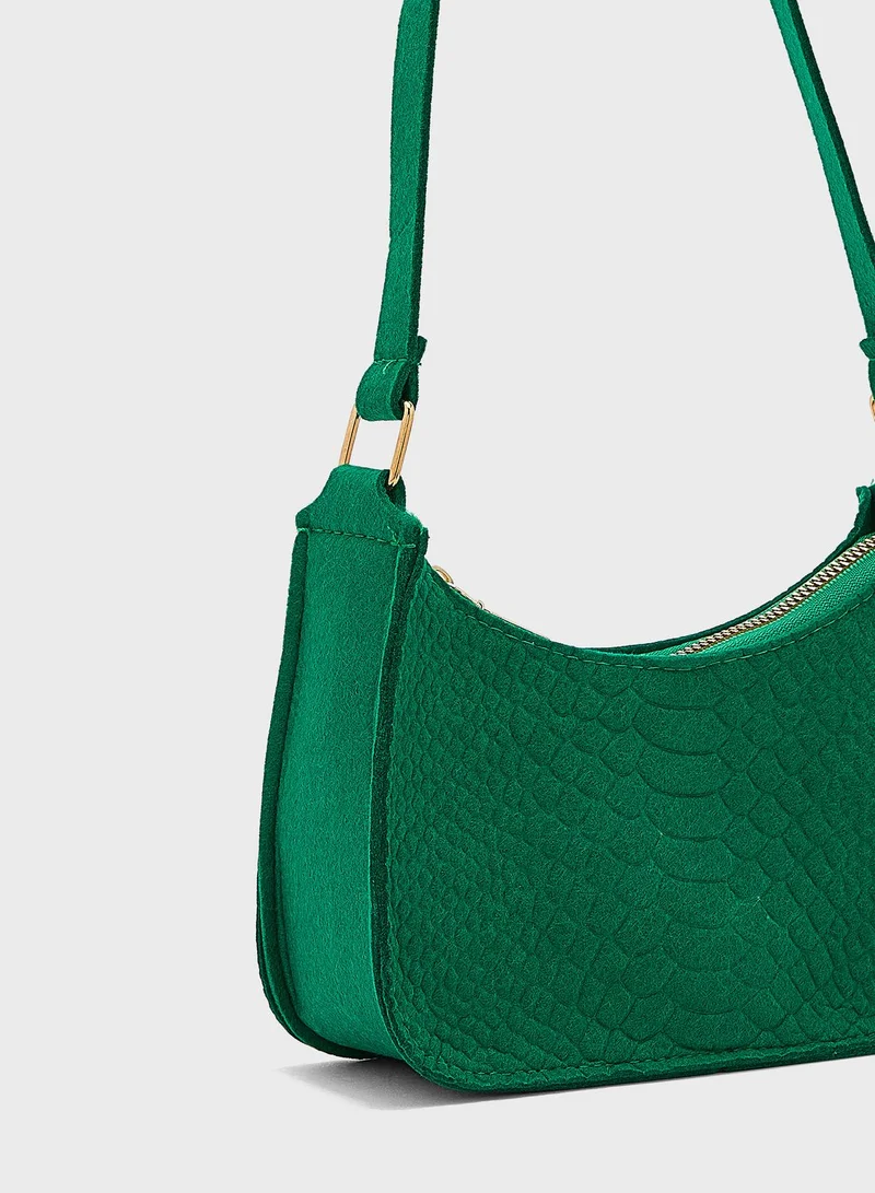 Ginger Croc Effect Shoulder Bag