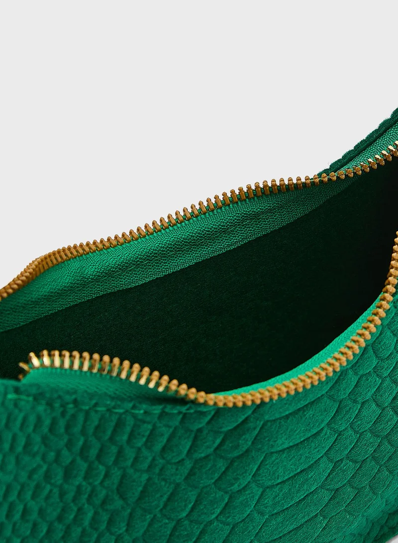 Ginger Croc Effect Shoulder Bag