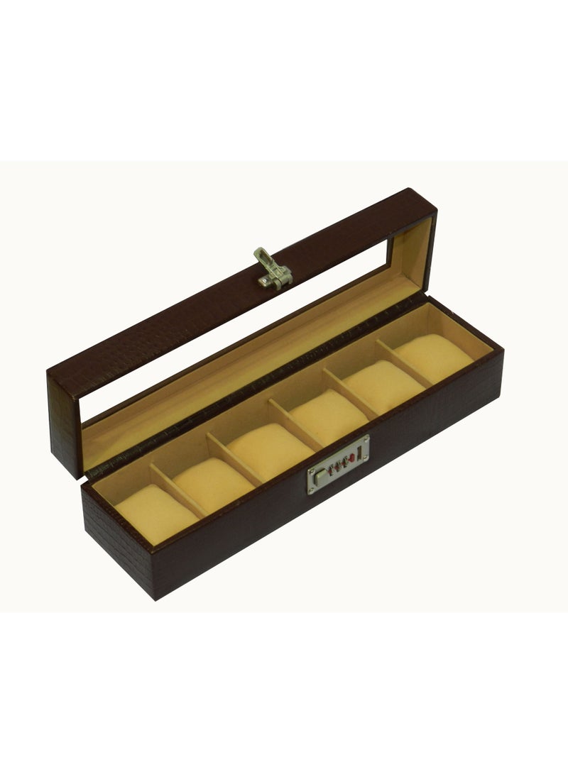 LAVERI LEATHER Laveri Watch Box for Men Women (06 Slots), Premium  Leather Watch Case  Organizer with Crystal Glass Top, Removable Pillow - Image 3