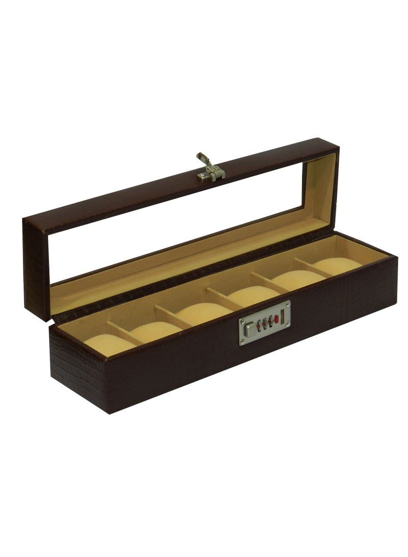 LAVERI LEATHER Laveri Watch Box for Men Women (06 Slots), Premium  Leather Watch Case  Organizer with Crystal Glass Top, Removable Pillow - Image 5