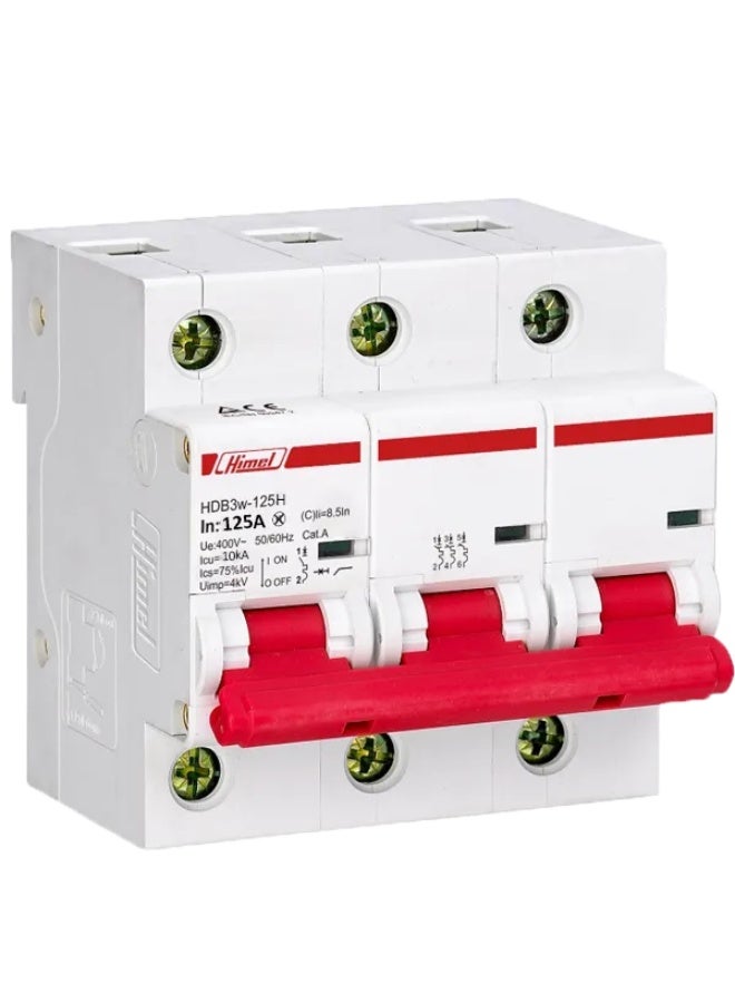Himel Miniature Circuit Breaker (MCB), 3P, 125A, 10kA, Himel HDB3W125H3C125 - Image 1