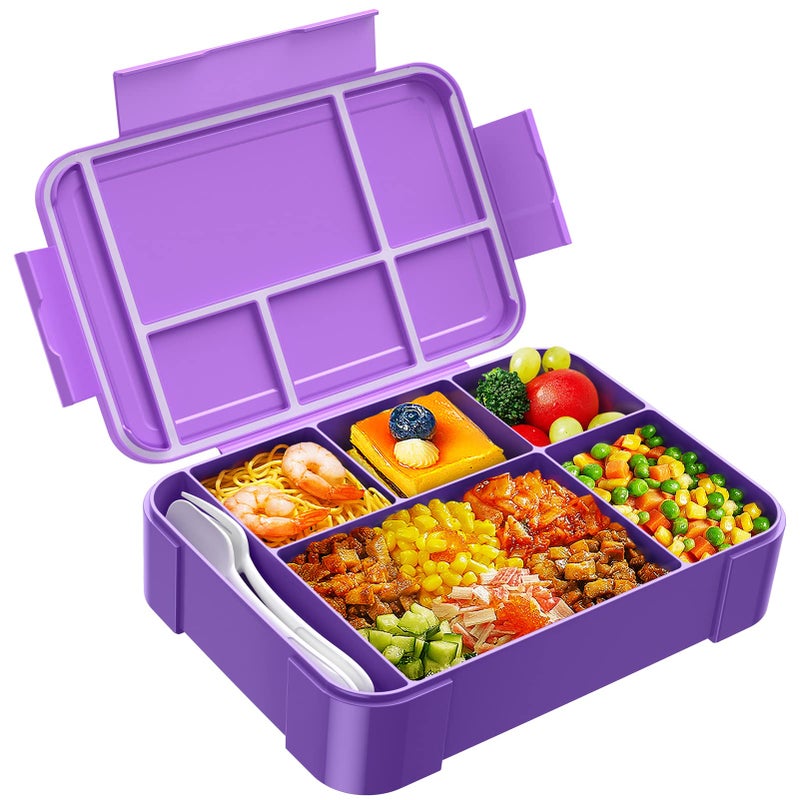 Jelife Lunch Box Kids Bento Box  1450ml Large Leakproof 6 Compartments Kids Lunchbox Toddler Bento Box with Utensils for Back to SchoolBookStyle Reusable Lunch Snack Containers for Daycare