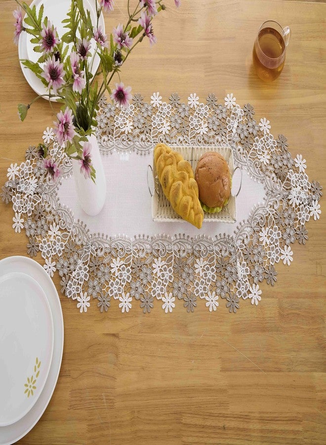 Winotic White Beige Floral Lace Table Runner Dresser Scarf 72 inches Long for Kitchen Dining Coffee Table Parties Wedding Home Decor (White, 16” x 72”) - Image 4