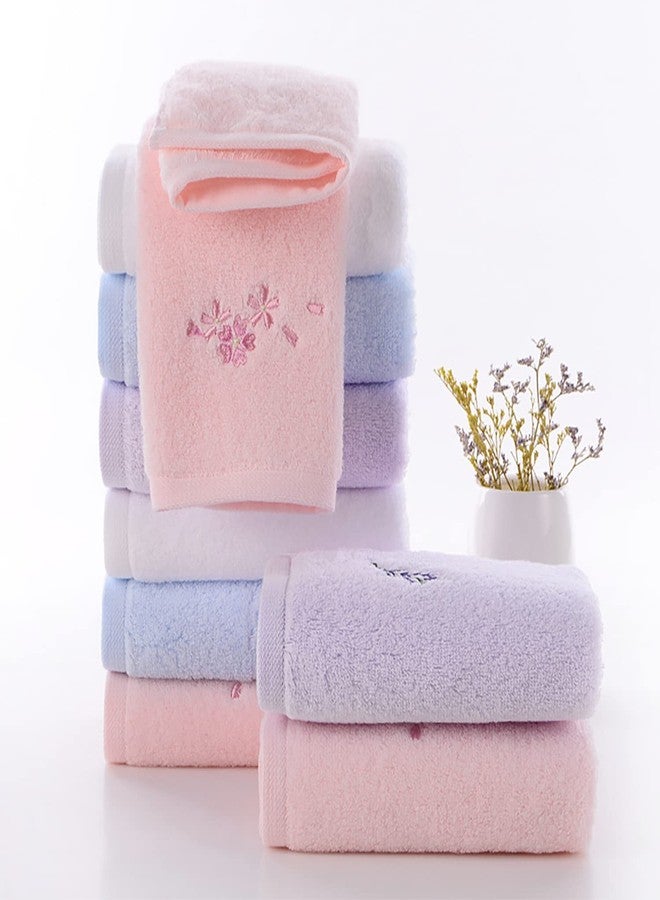 Pidada Hand Towel Set of 3 Embroidered Lavender Floral Pattern 100% Cotton Soft Absorbent Decorative Towel for Bathroom (Light Purple) - Image 2