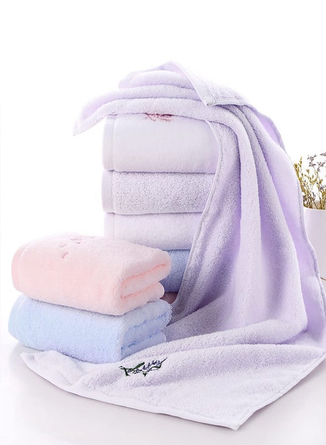 Pidada Hand Towel Set of 3 Embroidered Lavender Floral Pattern 100% Cotton Soft Absorbent Decorative Towel for Bathroom (Light Purple) - Image 3